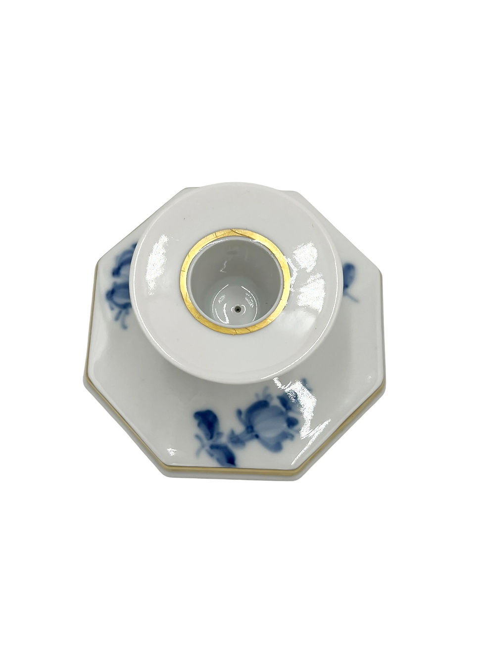 Miniaturebillede: Nr: 10/3334 - Lysestage med guld - Blå Blomst Kantet Royal Copenhagen RC