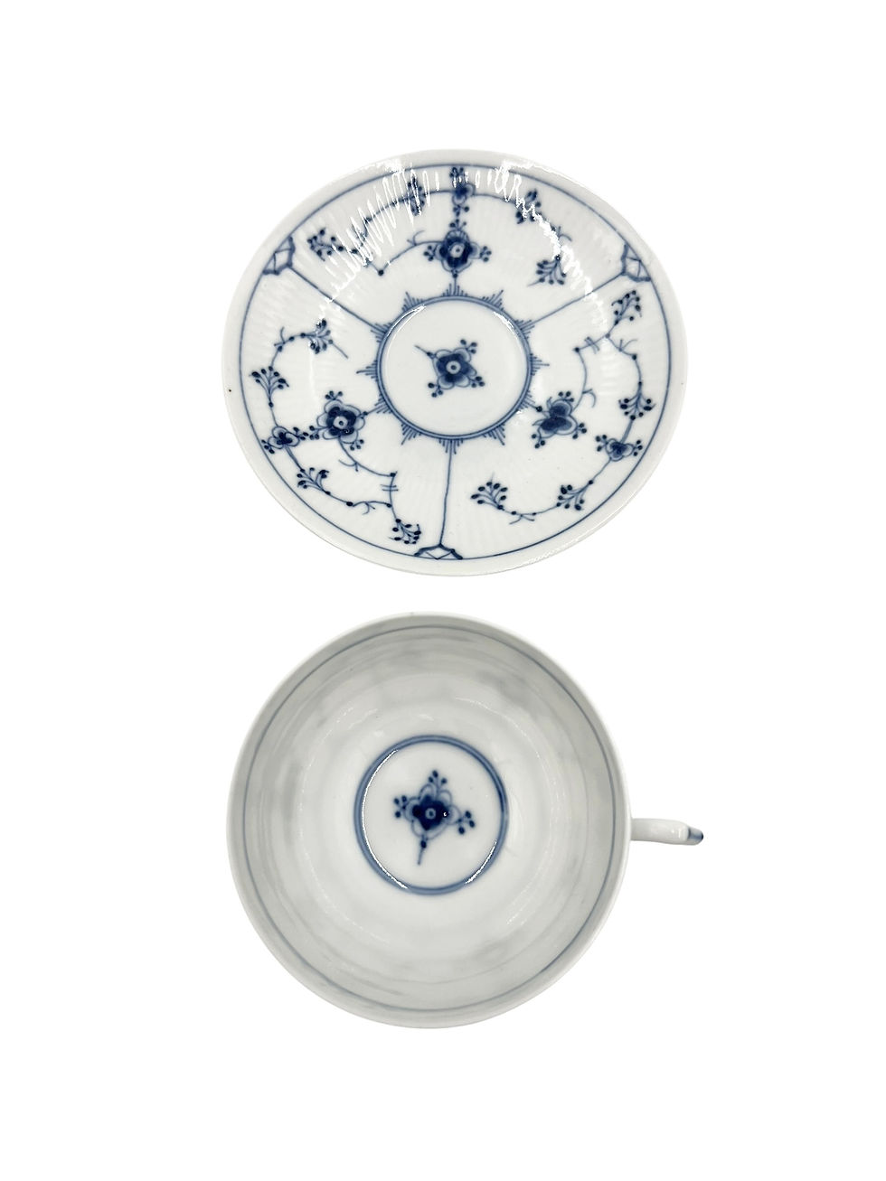 Thumbnail: Sjælden kop - Blåmalet Riflet Bing og Grøndahl B&G