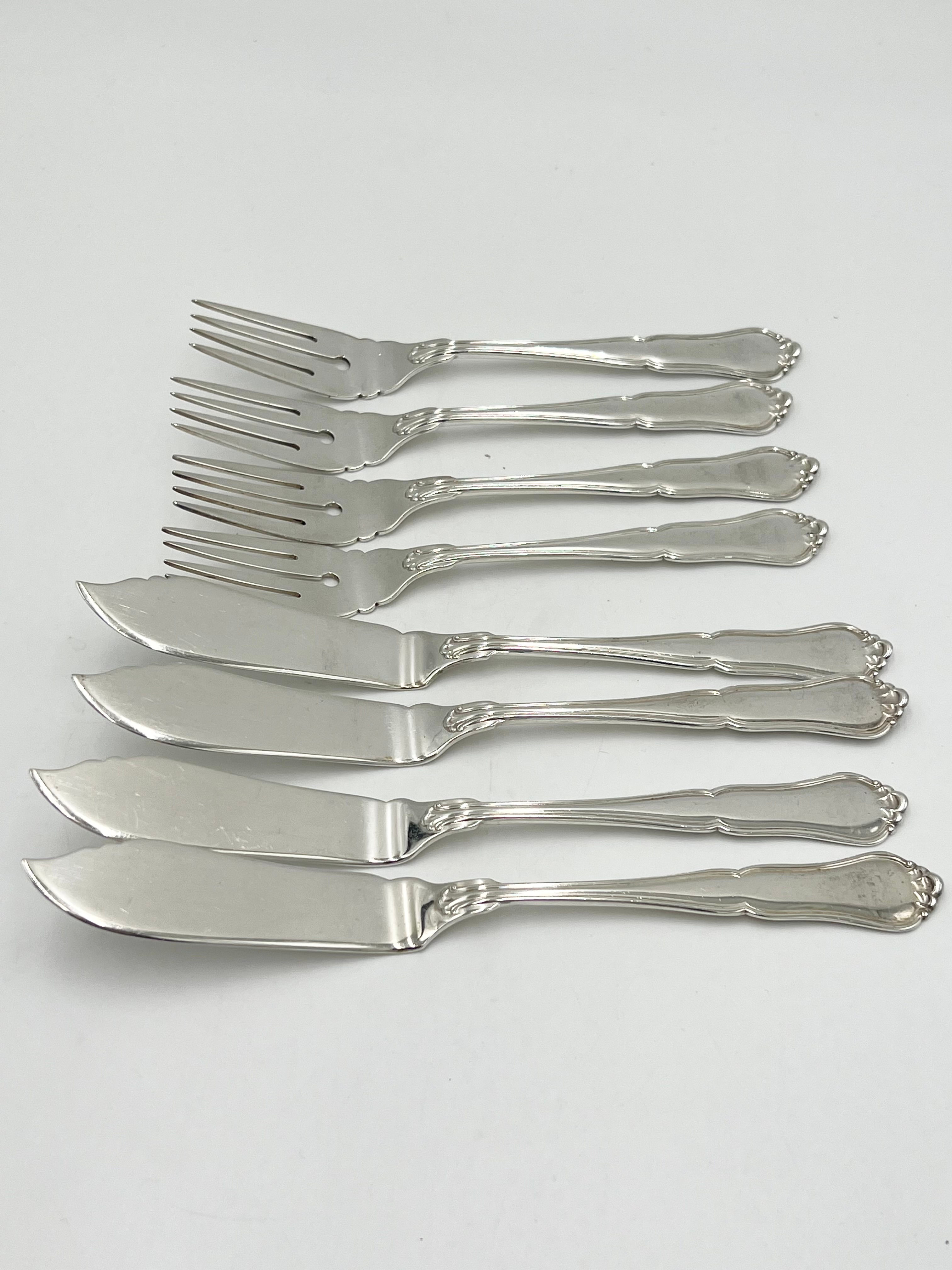 4 sæt fiskebestik - Tretårnet sølv 830s - Rita. Horsens sølvvarefabrik