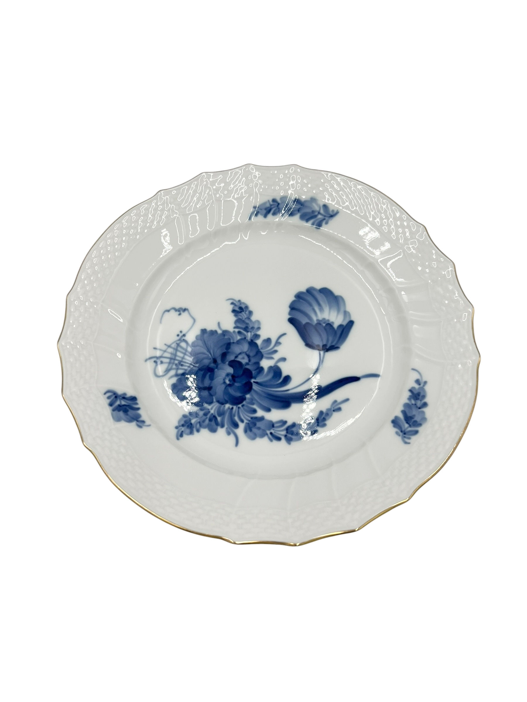 Nr: 10/1623 - Frokosttallerken med guld - Blå Blomst Svejfet Royal Copenhagen RC