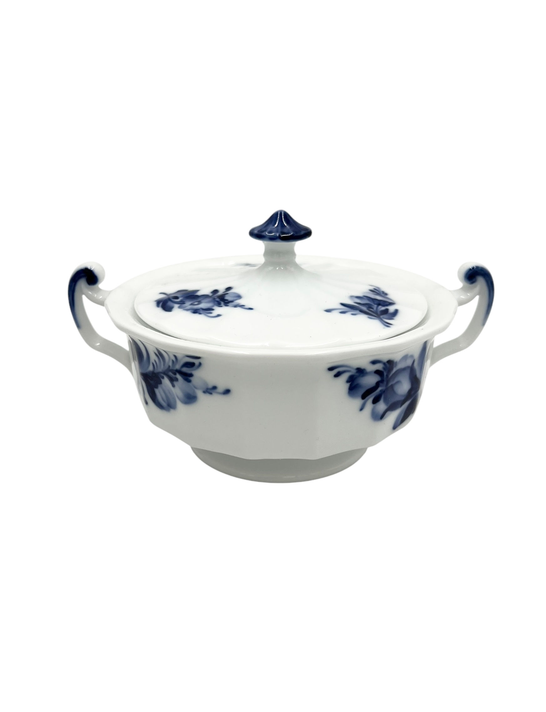 Nr: 10/8563 - Sukkerskål - Blå Blomst Kantet Royal Copenhagen RC