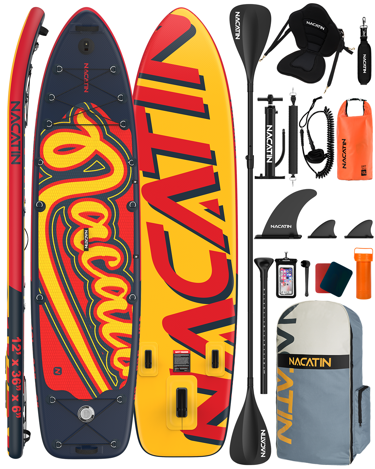 Inflatable Stand Up Paddle Board 12' with Kayak Seat & Dual Paddles