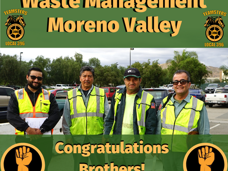 Waste Management Moreno Valley Teamsters Ratify New Five Year Contract