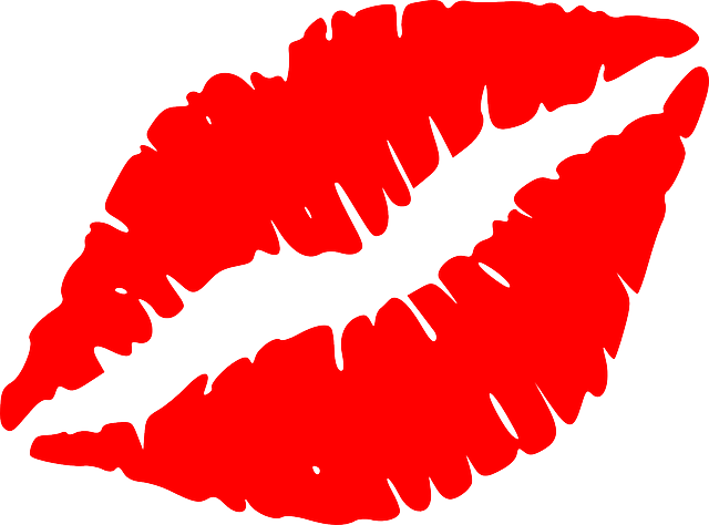 Beijo de batom vermelho