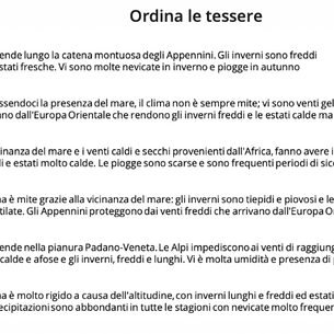 ESERCIZIO LE REGIONI CLIMATICHE