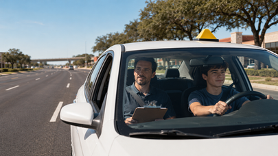 Teen practicing drivers ed with a SafeWay instructor on Pearland Parkway in Pearland, TX