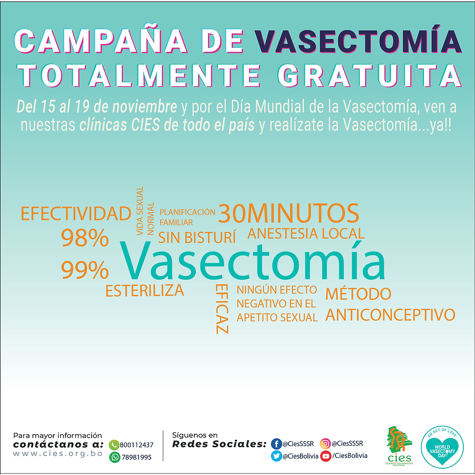 CIES LANZA UNA CAMPAÑA NACIONAL DE VASECTOMÍA TOTALMENTE GRATIS