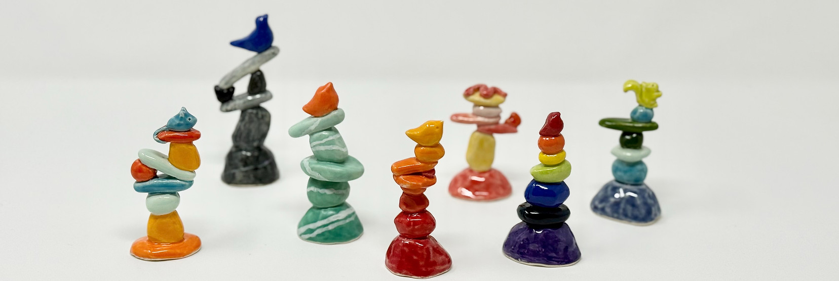 colorful handmade ceramic mini-cairns