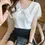 Miniatura: Short Sleeve Women's Chiffon Shirt Butterfly Knot Slimming Fashionable Top Thin 