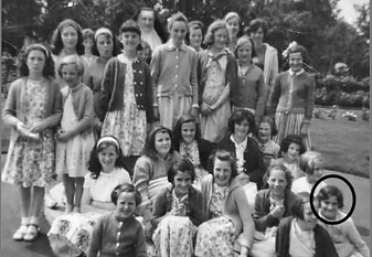 Noreen, circled at the bottom right, shown with the other children at St. Dominick's with Mother Teresa in 1962.