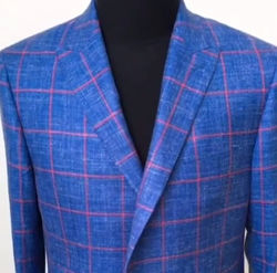 Blue Red windowpane sport coat