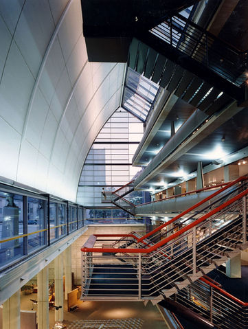 Butterfly 3600 Illuminates the high interior walls of Inventure Place in Ohio