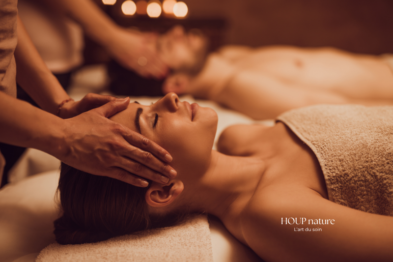Massage relaxant à domicile à Biot pour soulager le stress, les tensions musculaires et la fatigue physique et mentale.