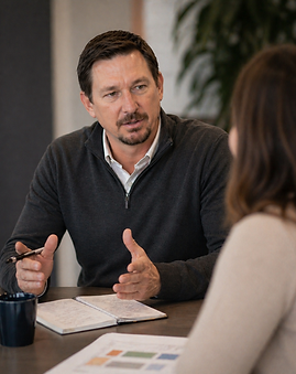 Owner-operator consultant Nick Strehle in a working session with a client
Any other images or graphics on the page follow the same pattern: describe what is shown plus include one keyword naturally