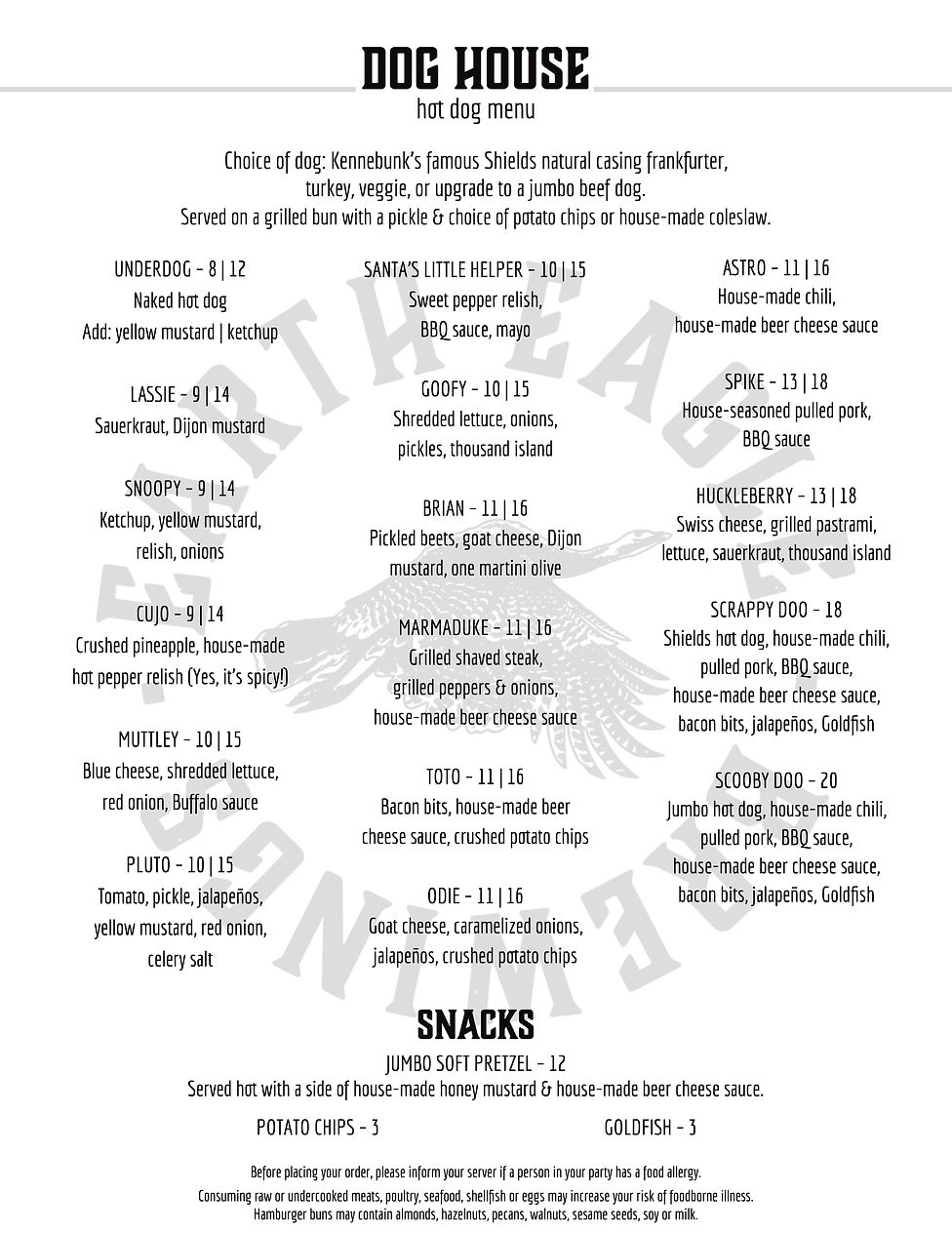dog house menu earth eagle brewings