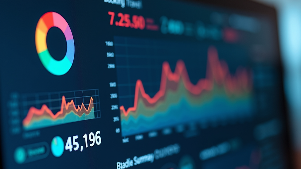 Close-up view of a digital dashboard showing travel booking analytics and partner performance metrics