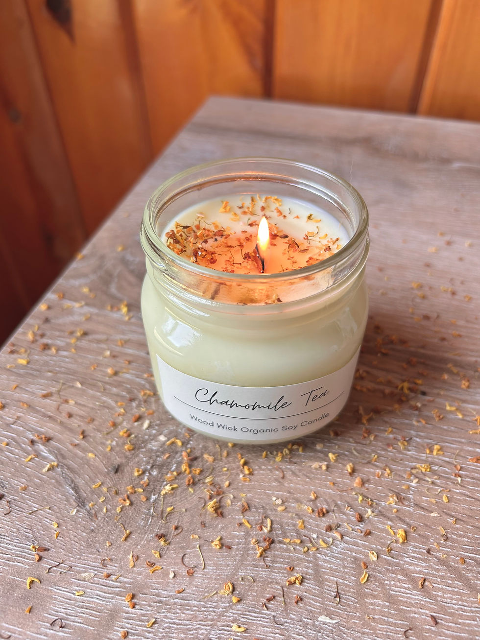 Chamomile Tea - Hand Poured Wood Wick Organic Soy Candles