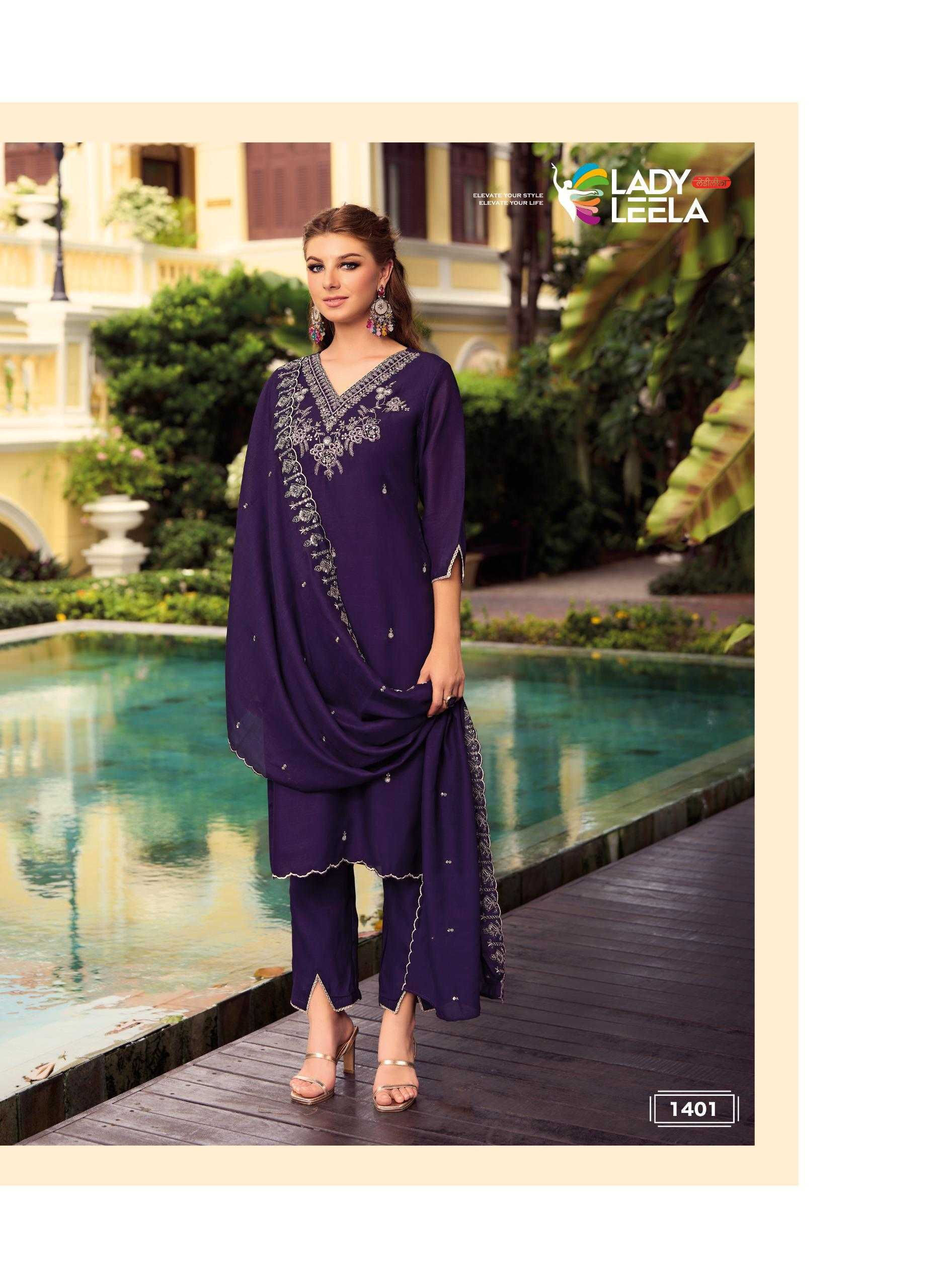 Purple Shimmer Vichitra Fabric Suit