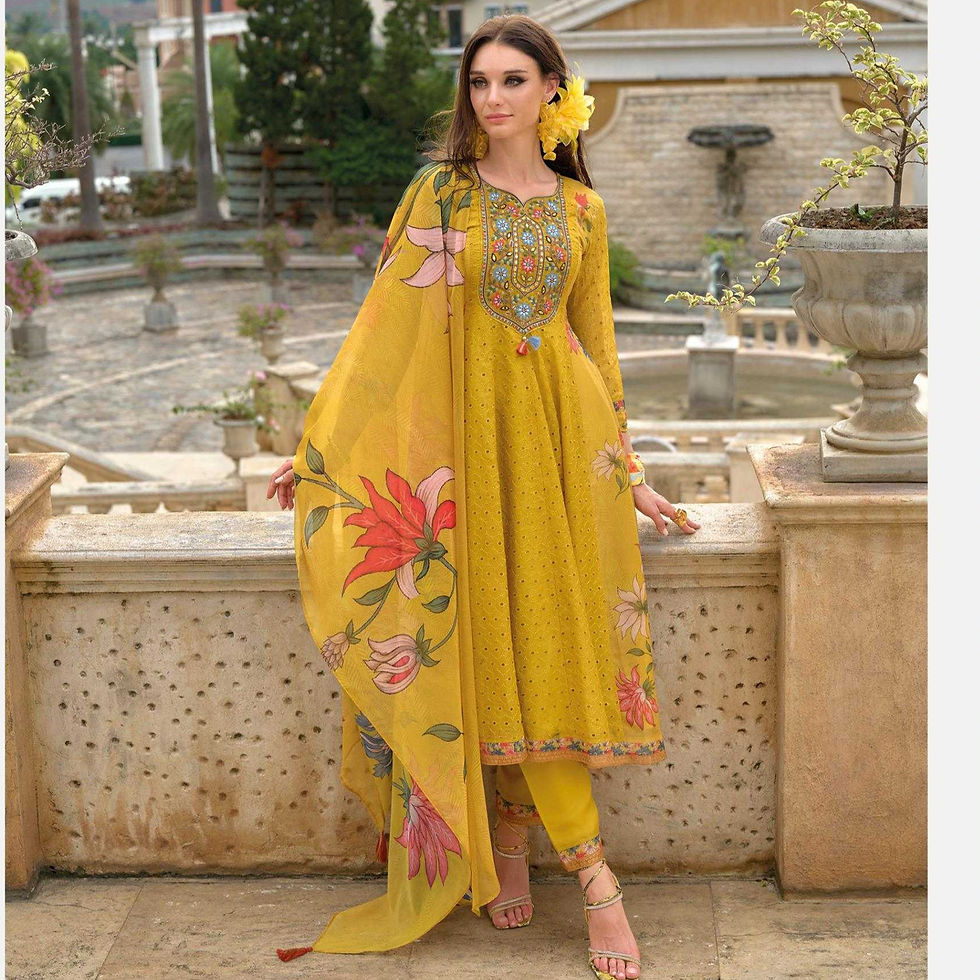 Musted Pure Chickenkari Organza Shifli Suit