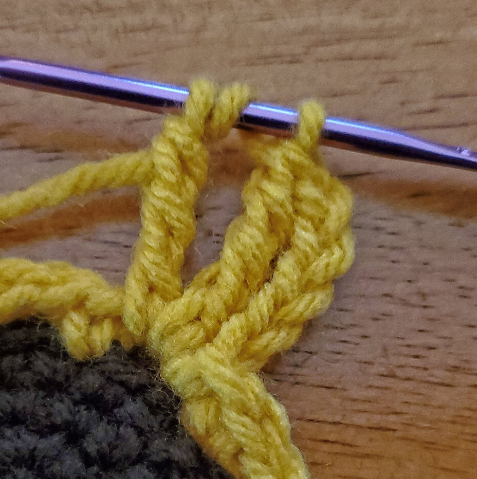 Yarn over and pull through 2 more loops
