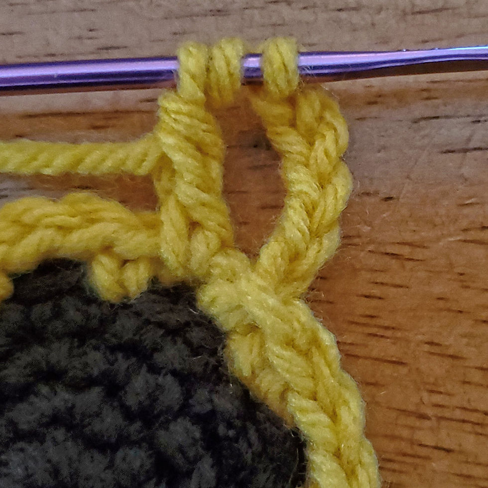 Yarn over and pull through 2 more loops