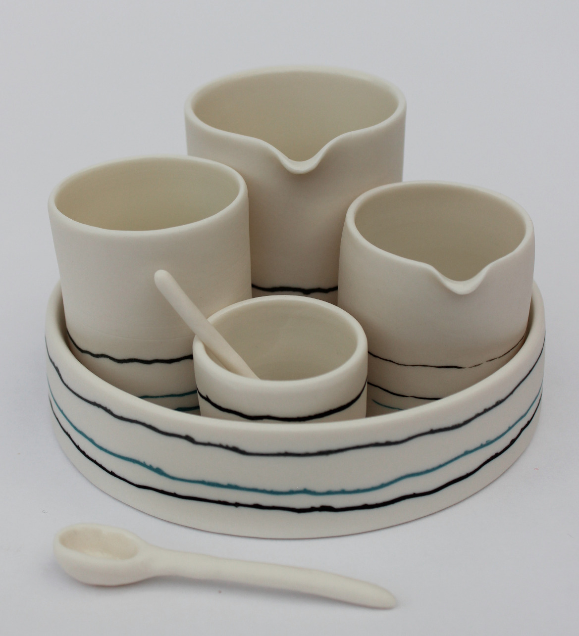 Inlaid Porcelain Condiment Set