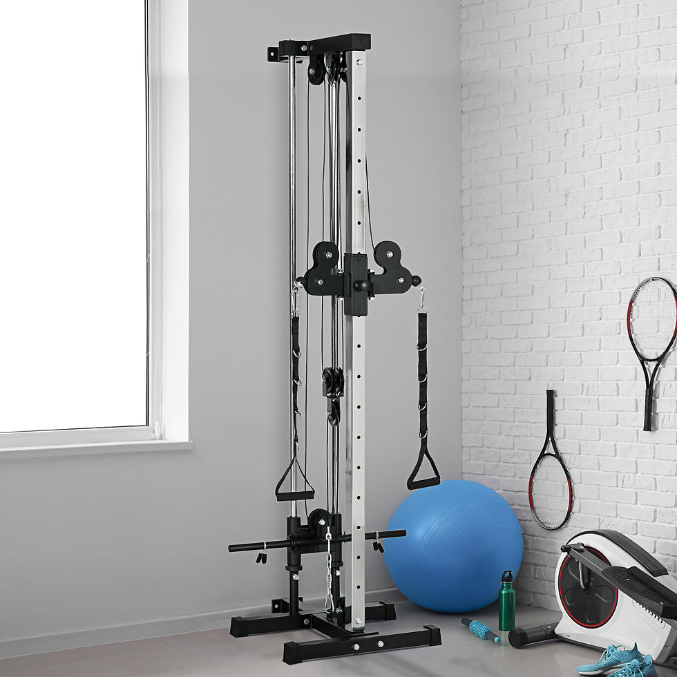 Thumbnail: SPORTNOW Wall Mount Cable Machine, 15 Positions Adjustable Cable Crossover Machi