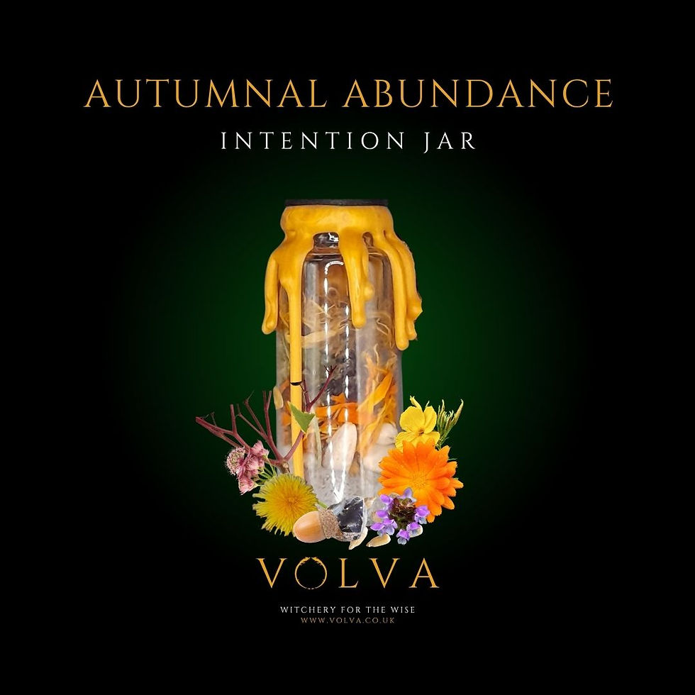 Autumnal Abundance Spell Intention glass jar sealed with dripped gold wax