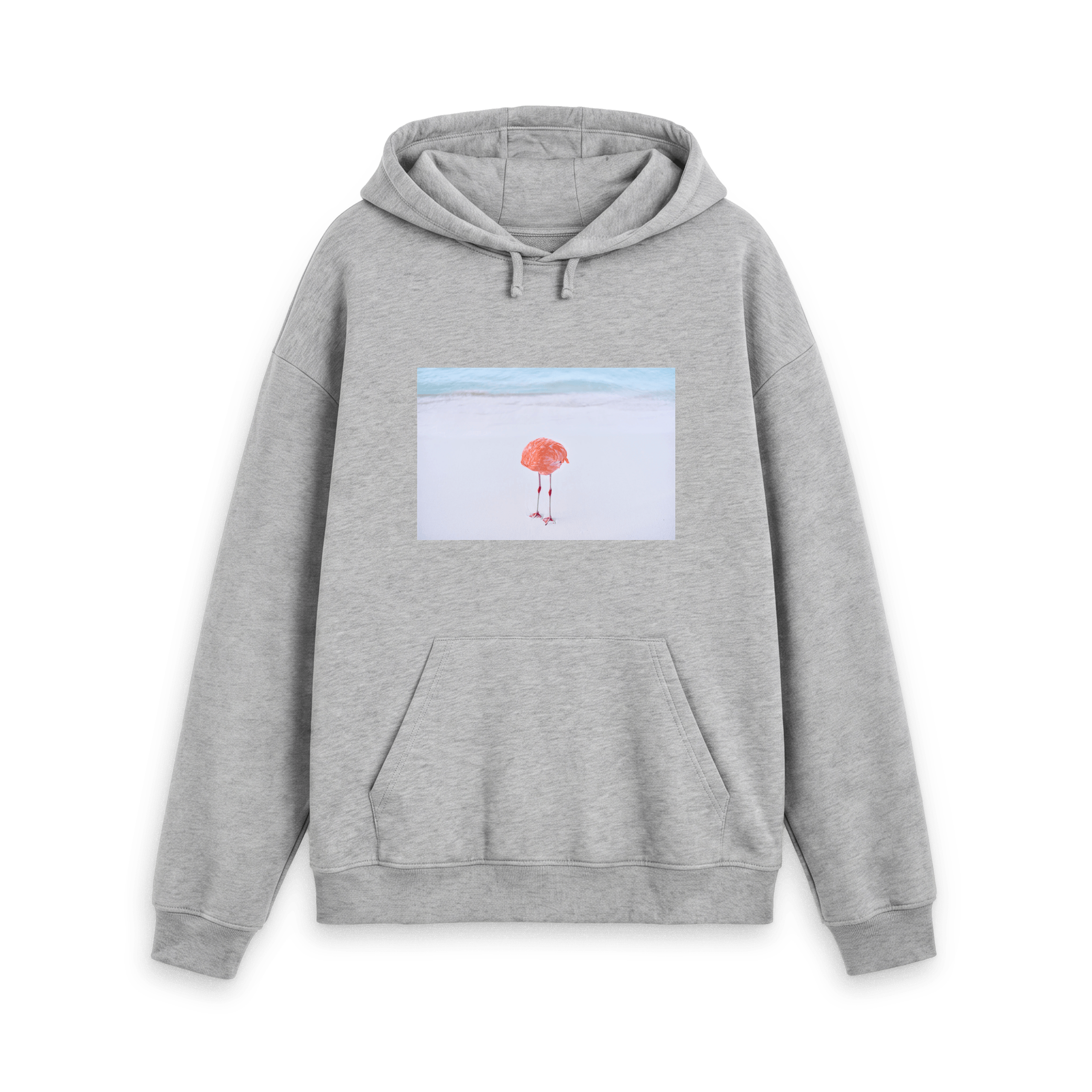F L A M I N G O N E · organic cotton fleece unisex hoodie · photo