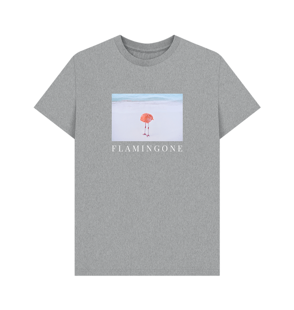 Thumbnail: F L A M I N G O N E · men's organic cotton t-shirt · photo and text