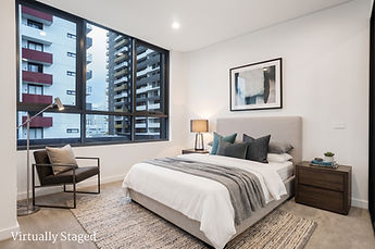 Real estate property master bedroom virtually furnished