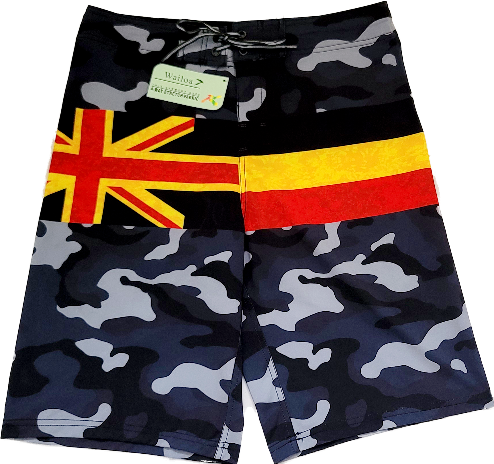 Kid's 4 WAY STRETCH Board Short "GREY CAMO/HI FLAG" "VS21-13"