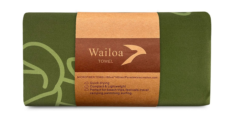 Thumbnail: MICROFIBER BEACH TOWEL, STYLE#TOWEL-62 "OLIVE PUAKENIKENI LEI"