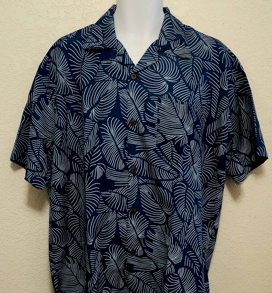 MEN ALOHA SHIRT STYLE#M160 BLUE ANTHURIUM LINE