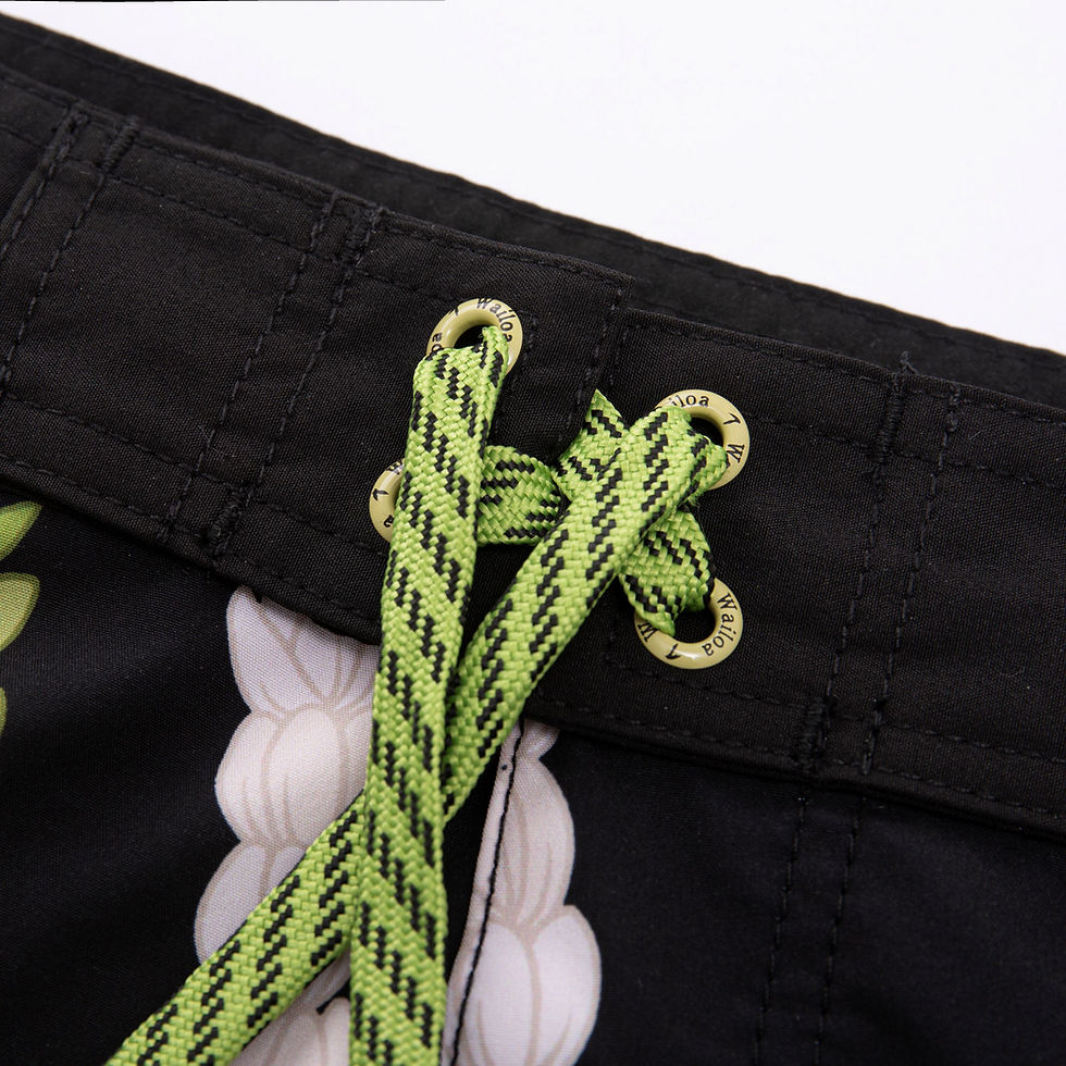 Thumbnail: MEN 4 WAY STRETCH BOARD SHORT STYLE#XC25-41 "BLACK KALO/PIKAKE LEI"