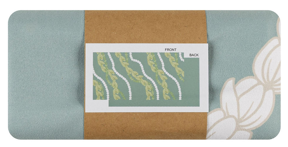 Thumbnail: MICROFIBER BEACH TOWEL, STYLE#TOWEL-79 "MINT GREEN KALO/PIKAKE LEI"