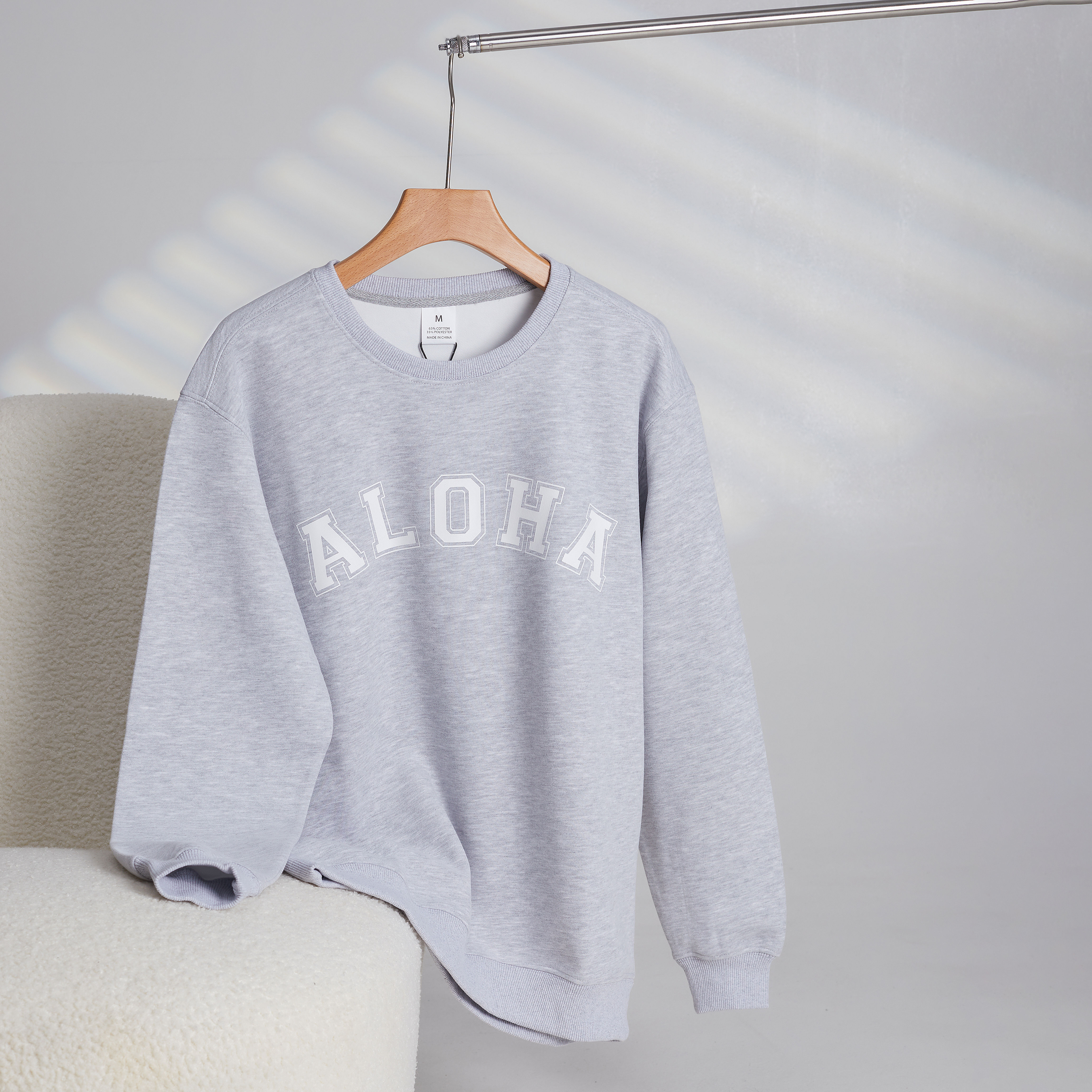 LADY OVERSIZED SWEATER STYLE"SS-8"Grey Aloha Arch Shadow Fleece