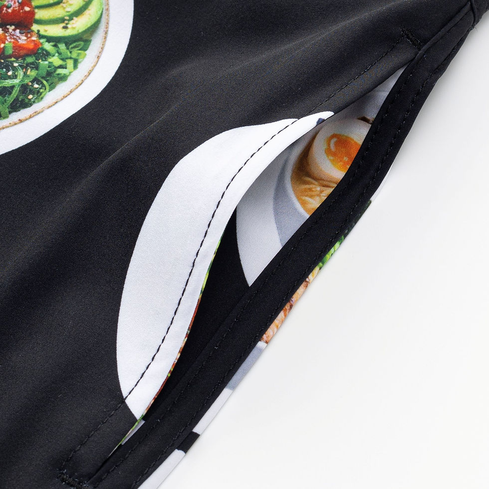 Thumbnail: MEN 4 WAY STRETCH BOARD SHORT STYLE#XC26-19 "BLACK FOOD"