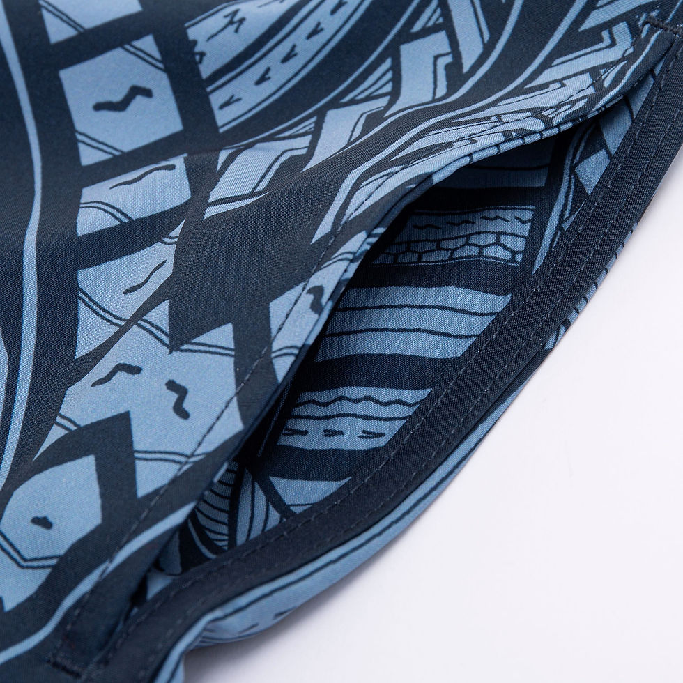 Thumbnail: MEN 4 WAY STRETCH BOARD SHORT STYLE#XC25-37 "NAVY TRIBAL"