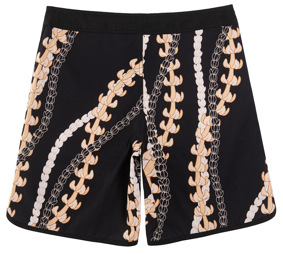 Thumbnail: MEN 4 WAY STRETCH BOARD SHORT STYLE#XC25-34 "BLACK PUAKENIKENI/P
