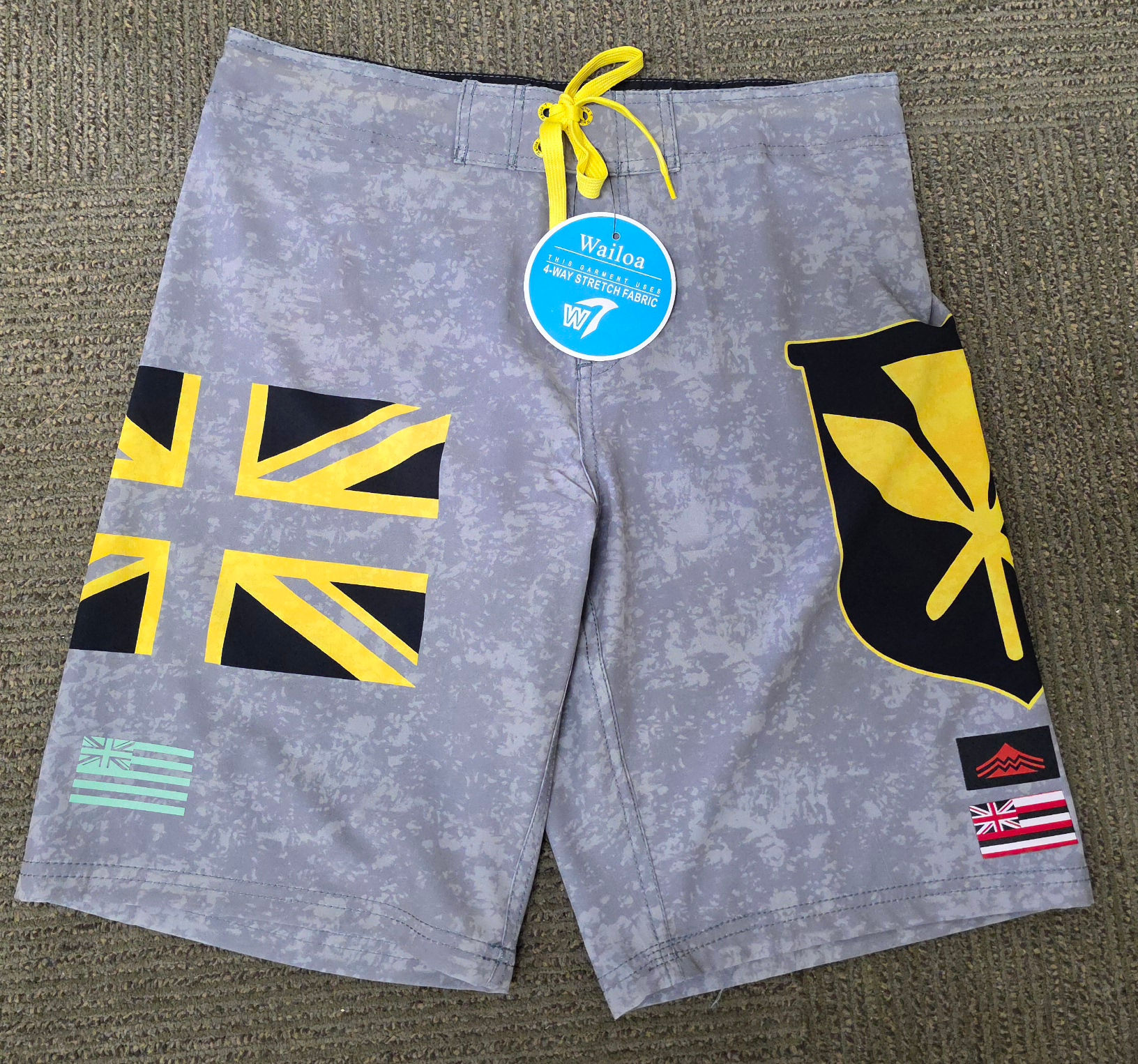 Kid's 4 WAY STRETCH Board Short "GREY HI/KANAKAFLAG" XC23-37 "