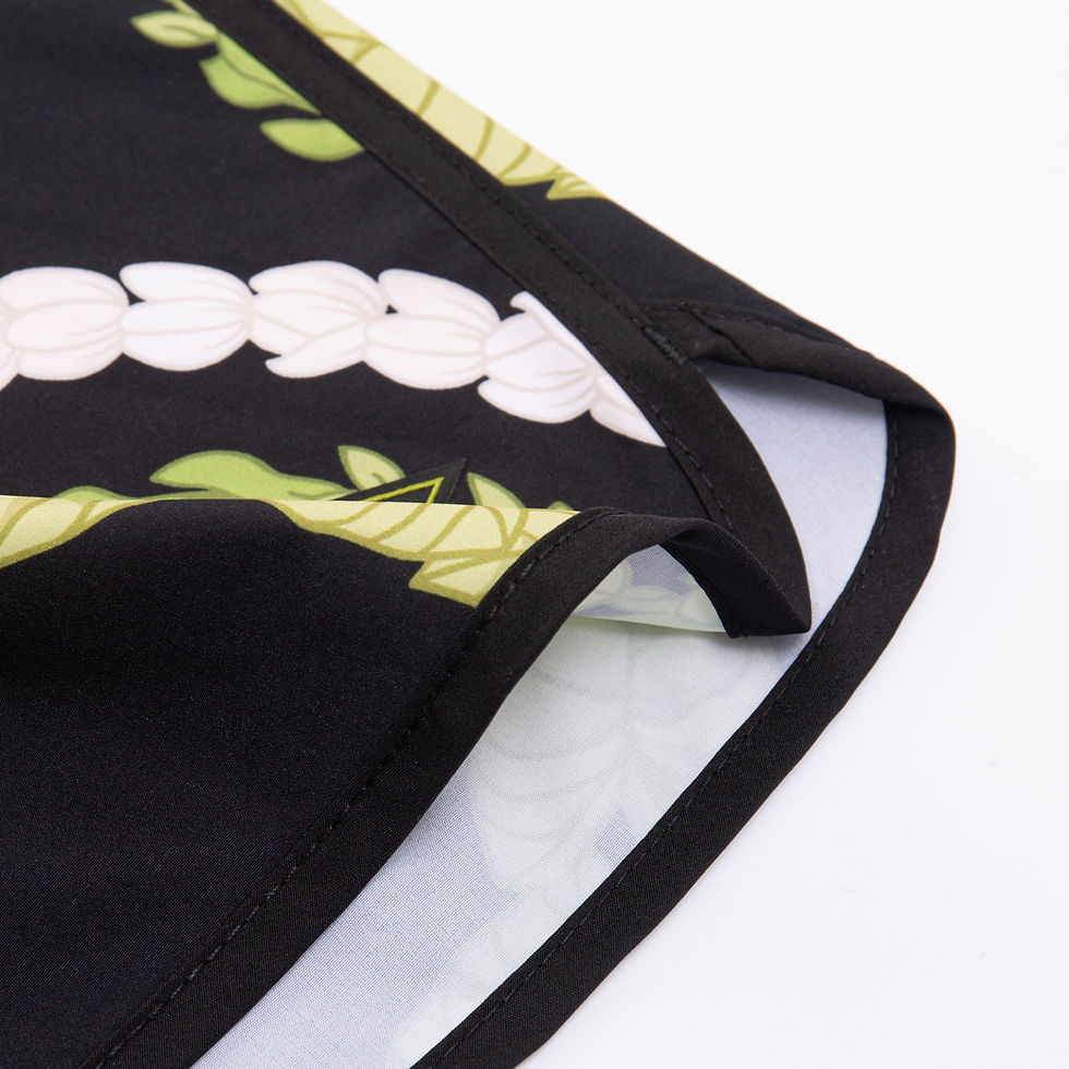 Thumbnail: MEN 4 WAY STRETCH BOARD SHORT STYLE#XC25-41 "BLACK KALO/PIKAKE LEI"