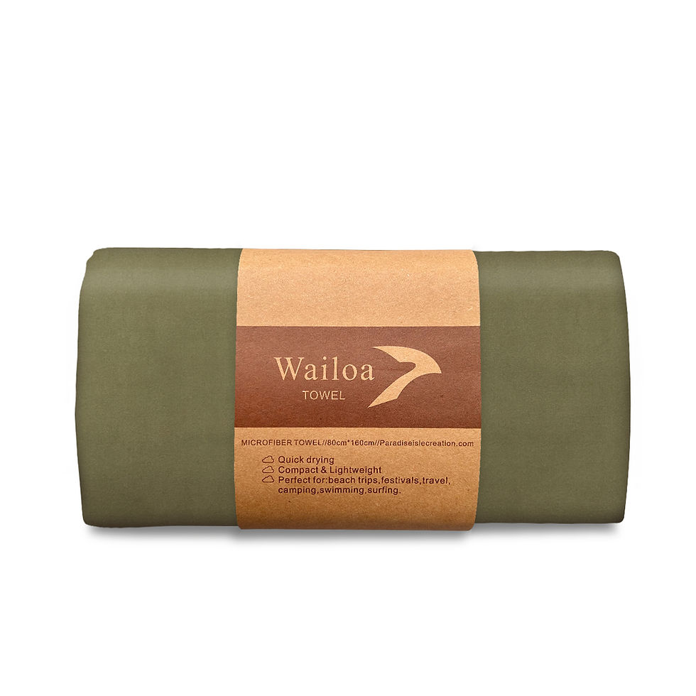 Thumbnail: MICROFIBER BEACH TOWEL, STYLE#TOWEL-51 "OLIVE IWA BIRDS "