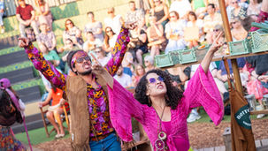 Lawrence Hodgson-Mullings and Annabelle Aquino let it all hang out in Let the Sun Shine in Chester's Grosvenor Park
