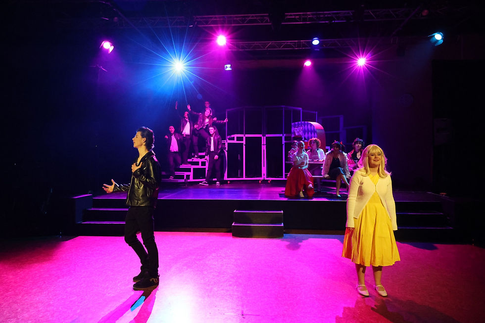 Leo Steffert as Danny Zuko and Izzy McGuinness as Sandy Dumbrowski. Image: Sudhir Duppati