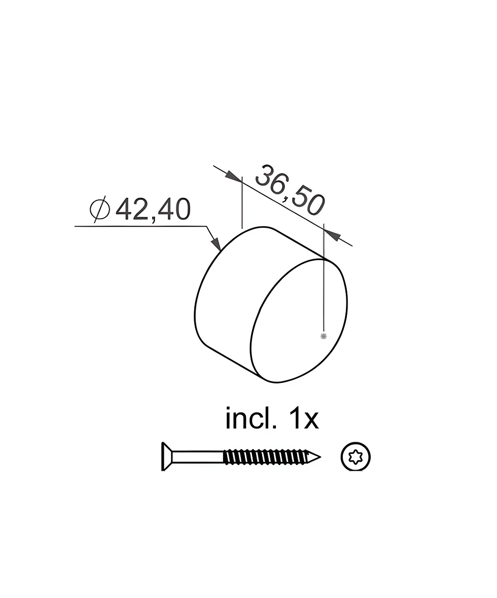 Miniaturbild: Edelstahl-HDL-Endstück gewölbt, ø 42,4mm
