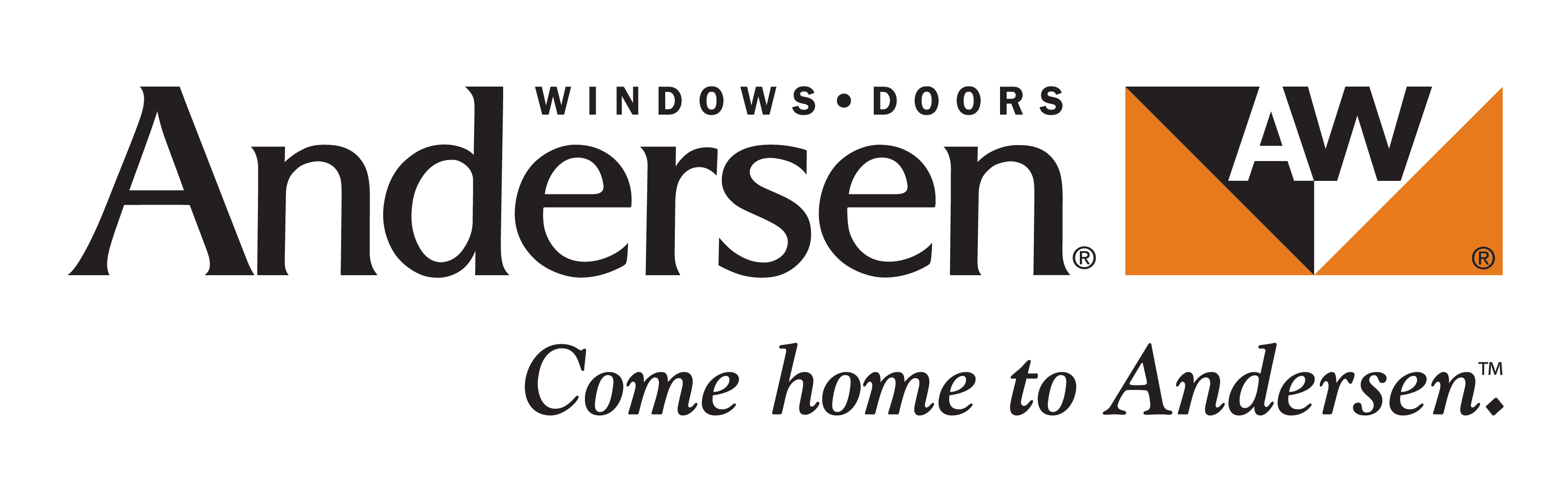 Anderson logo with text that reads Anderson Windows Doors Come Home to Anderson. Links to Anderson webiste