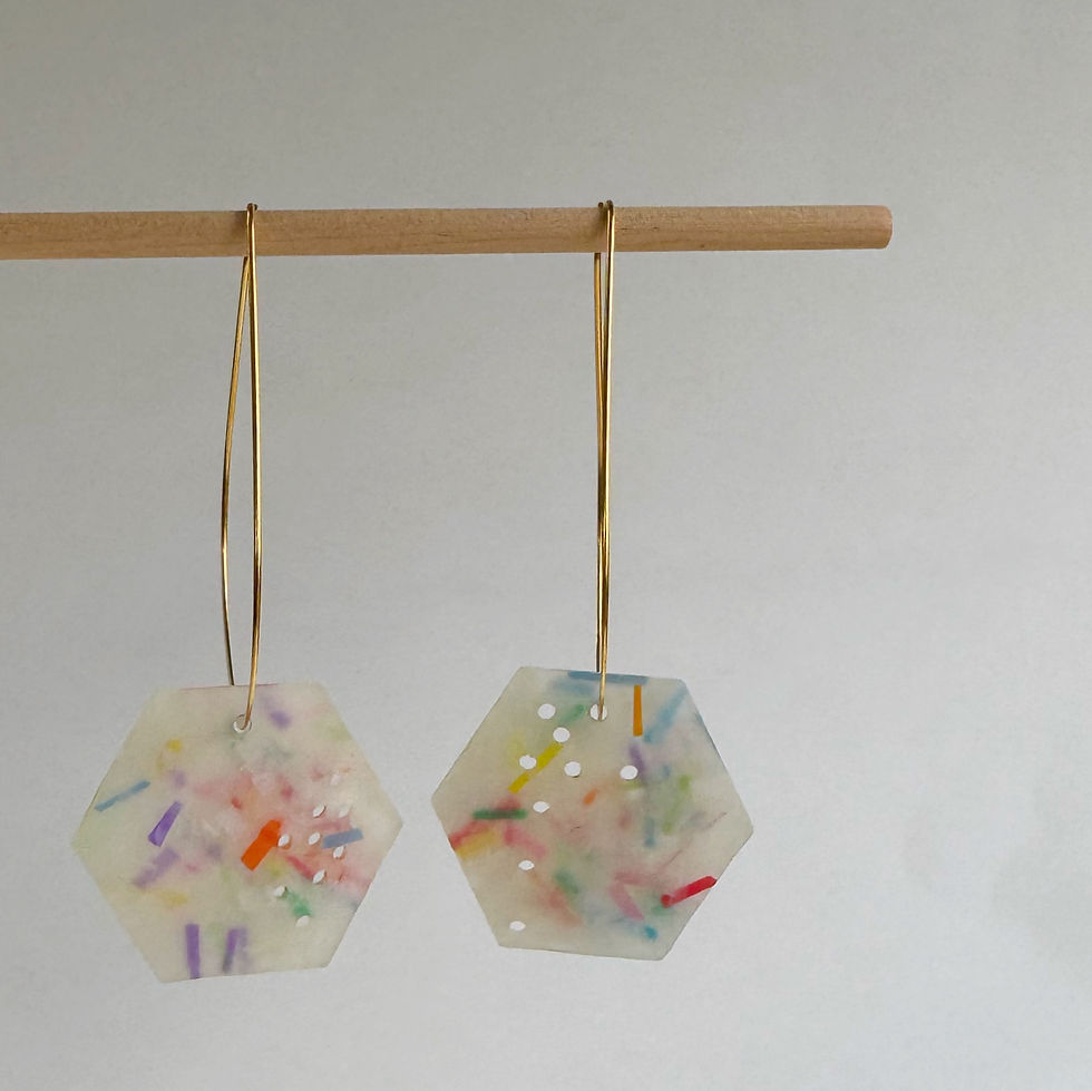 Thumbnail: Natalie - Soft White and Multicolor Drop Earrings on Gold