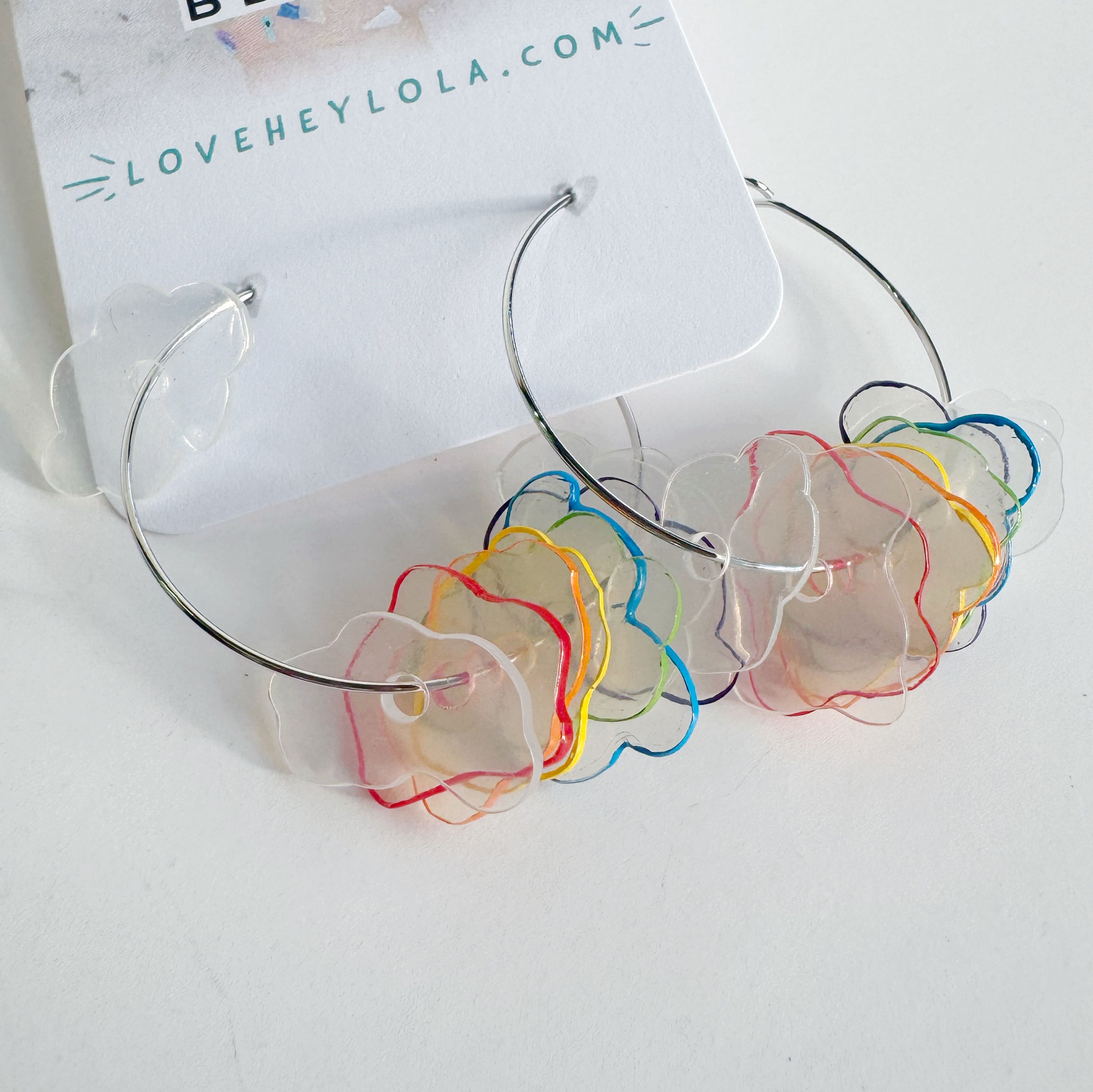 Rainbow Cloud Silver 35 mm Hoop Earrings
