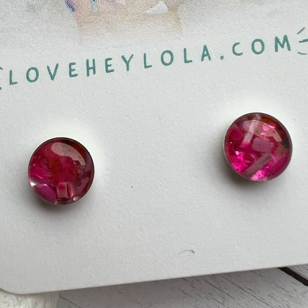 Thumbnail: Hot Pink 8mm Circle Post Earrings in Silver (E290)